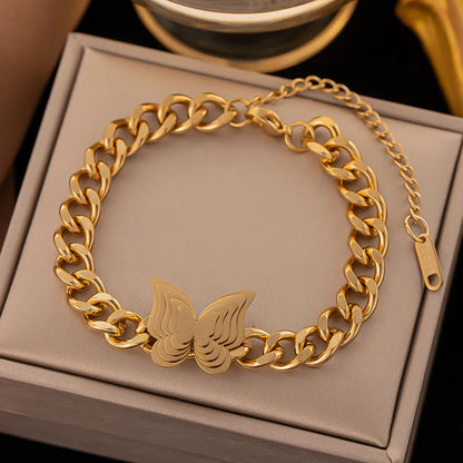 1 Piece Fashion Butterfly Titanium Steel Plating Bracelets