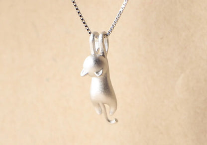 1 Piece Fashion Cat Sterling Silver Pendant Necklace