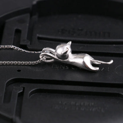 1 Piece Fashion Cat Sterling Silver Pendant Necklace