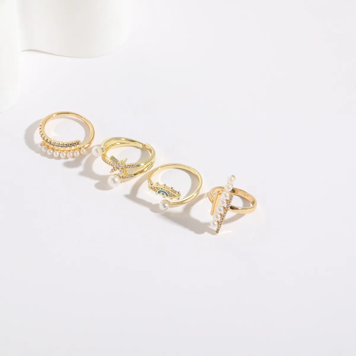 1 Piece Fashion Circle Eye Copper Inlay Artificial Pearls Zircon Open Ring