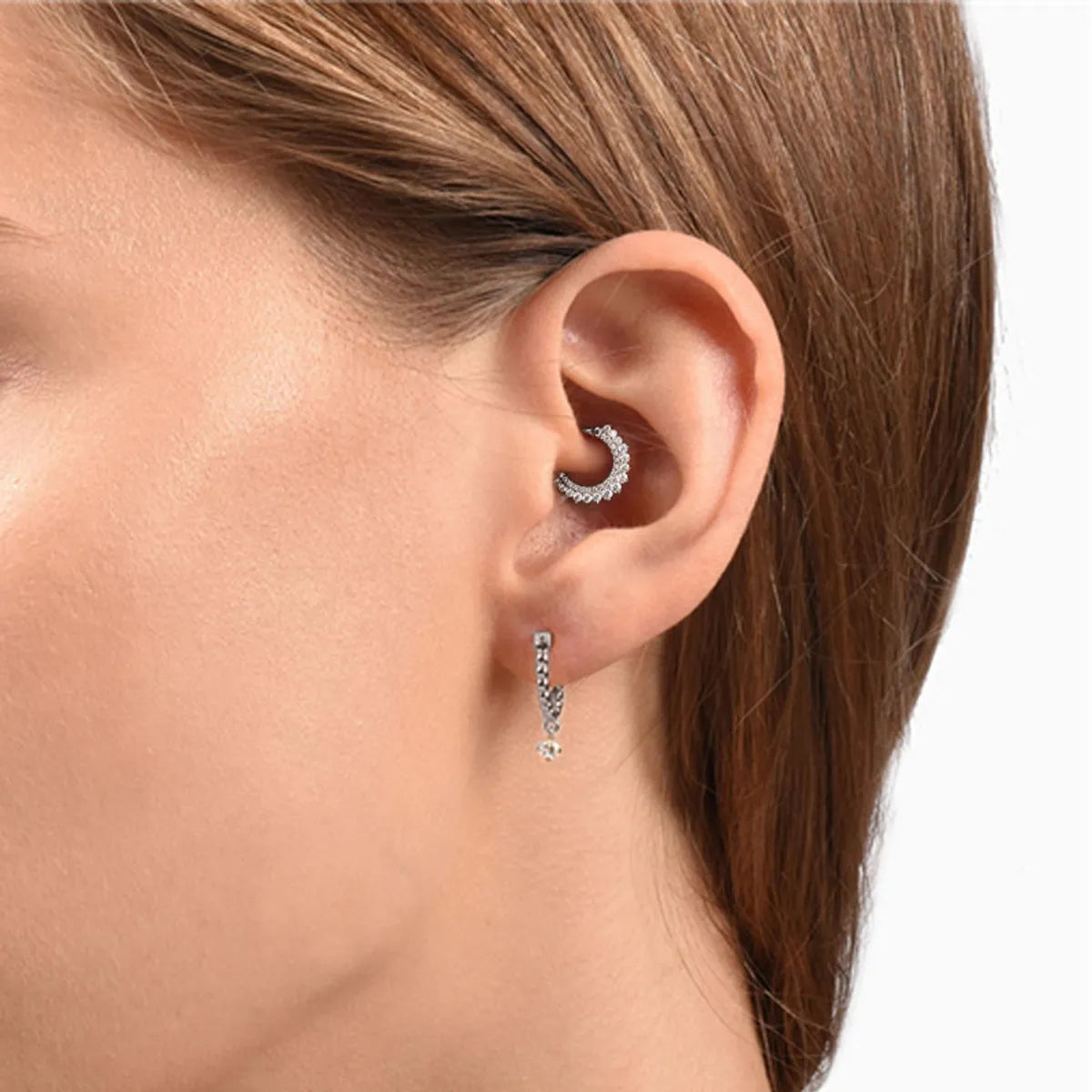 1 Piece Fashion Circle Silver Plating Inlay Zircon Nose Ring