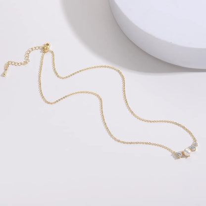 1 Piece Fashion Classic Style Commute Simple Copper Plating Copper Zircon Necklace