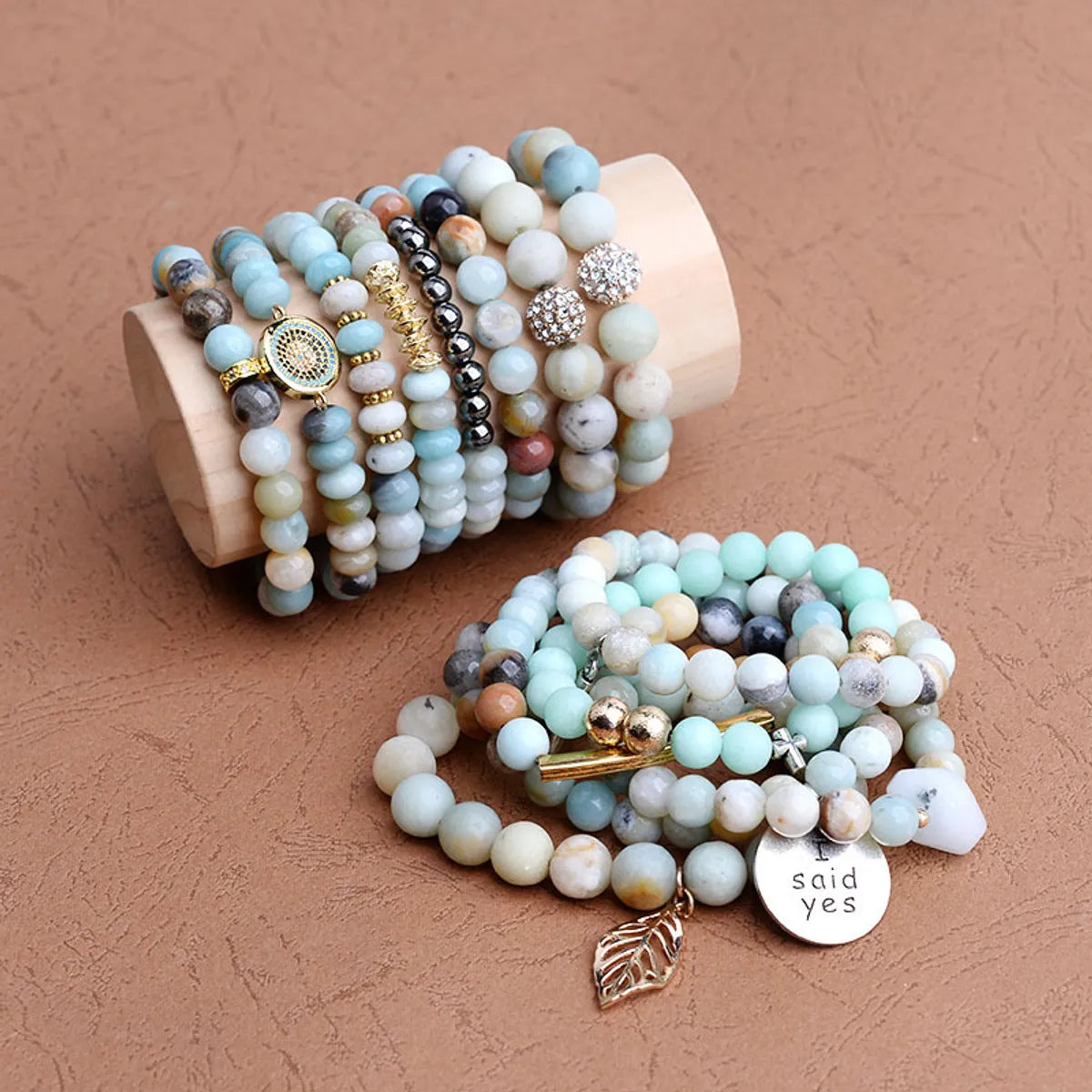 1 Piece Fashion Color Block Alloy Natural Stone Beaded Rhinestones Bracelets