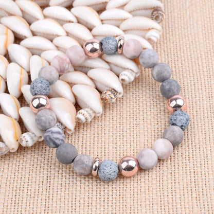 1 Piece Fashion Color Block Natural Stone Stoving Varnish Bracelets