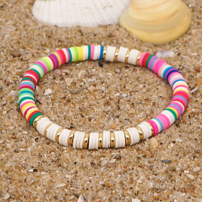 1 Piece Fashion Color Block Stainless Steel Soft Clay Beaded Women's Bracelets