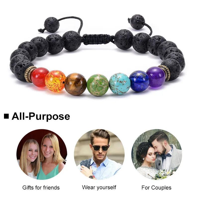 1 Piece Fashion Colorful Natural Stone Beaded Unisex Bracelets