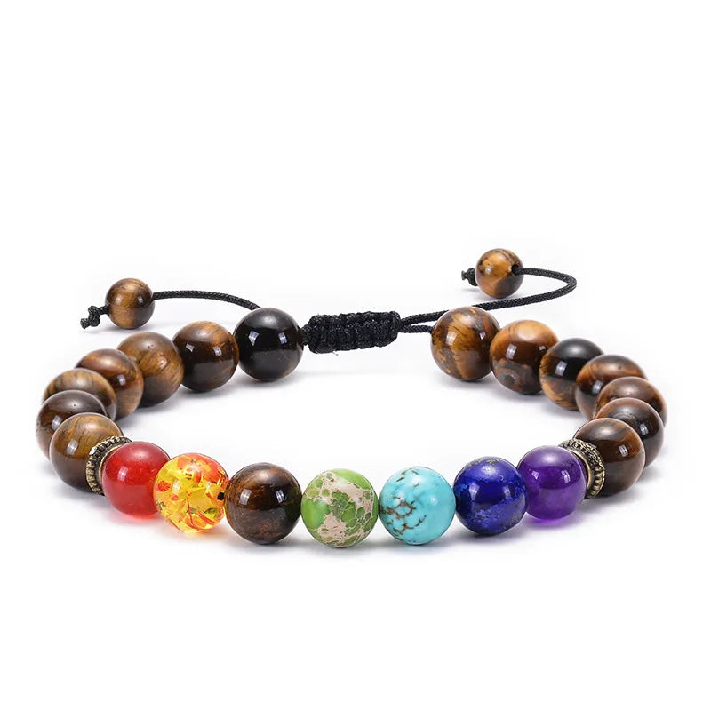 1 Piece Fashion Colorful Natural Stone Beaded Unisex Bracelets