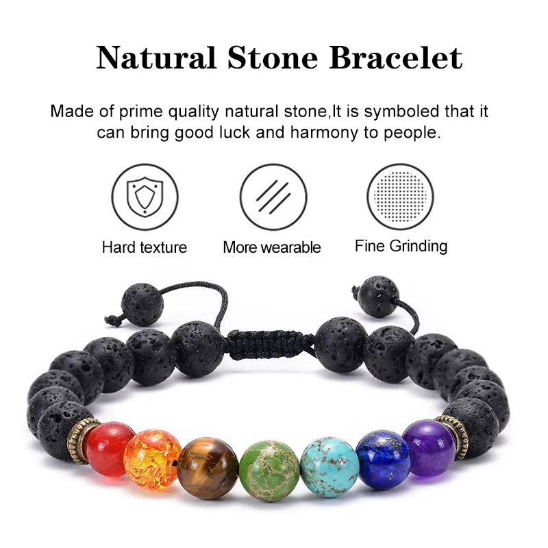 1 Piece Fashion Colorful Natural Stone Beaded Unisex Bracelets