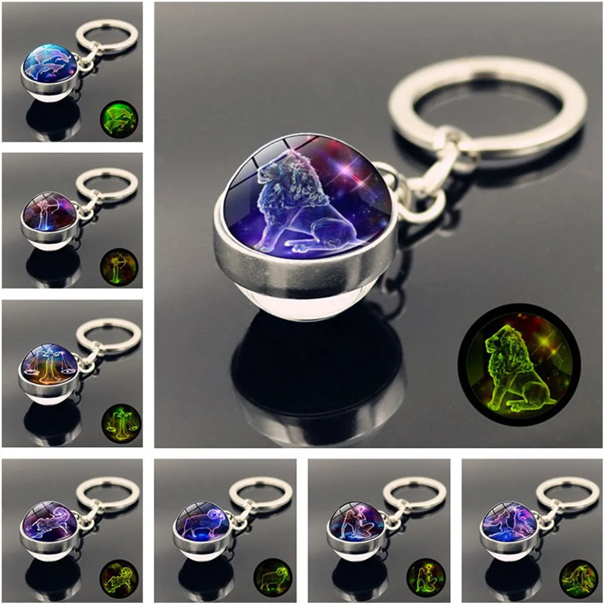 Fashion Constellation Stainless Steel Plating Glass Keychain