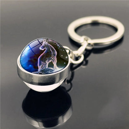 Fashion Constellation Stainless Steel Plating Glass Keychain