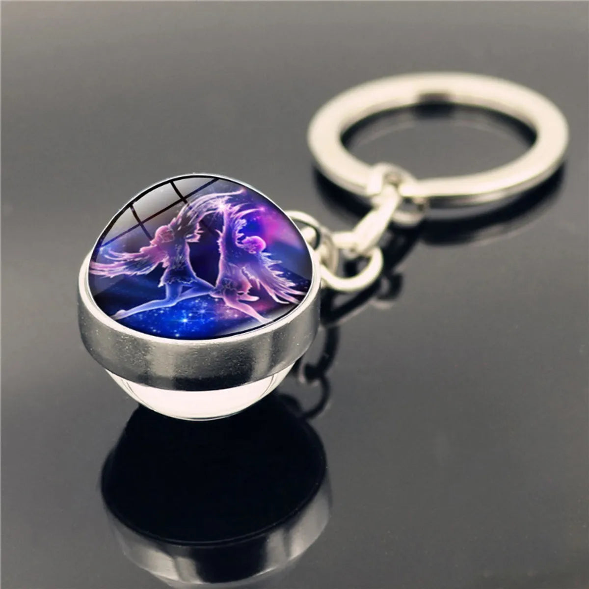 Fashion Constellation Stainless Steel Plating Glass Keychain