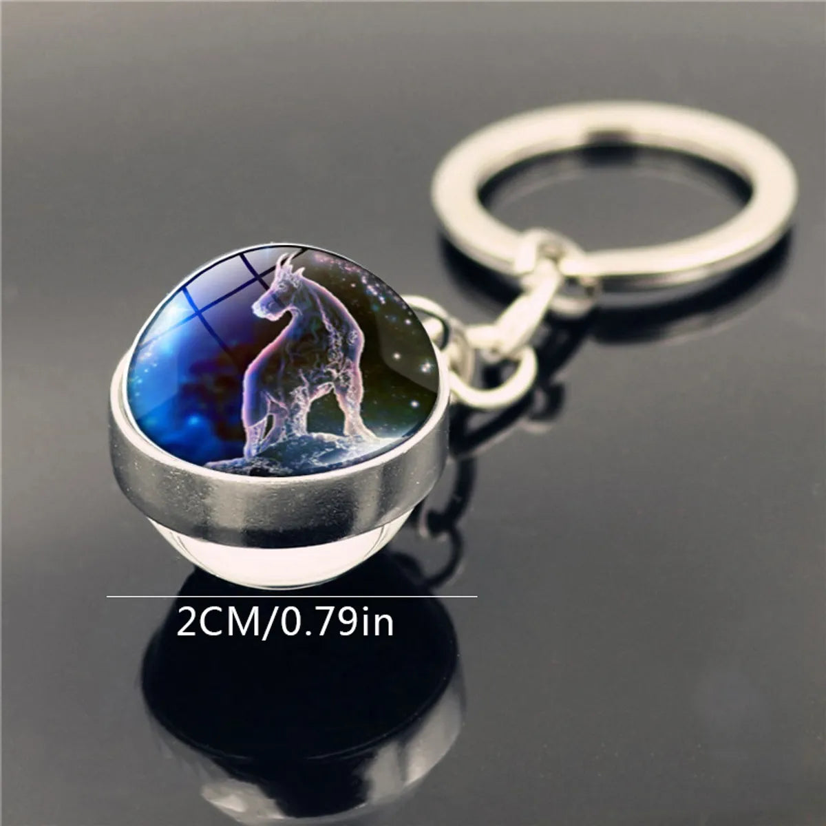 Fashion Constellation Stainless Steel Plating Glass Keychain