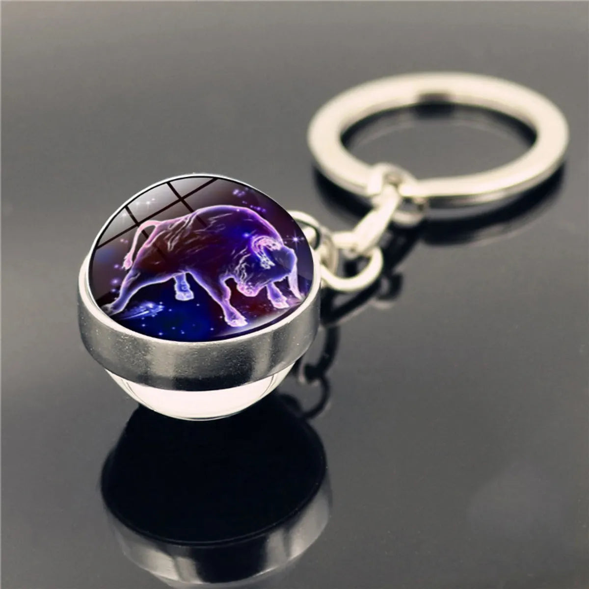 Fashion Constellation Stainless Steel Plating Glass Keychain