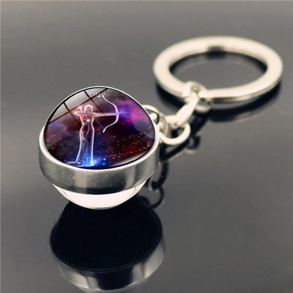 Fashion Constellation Stainless Steel Plating Glass Keychain