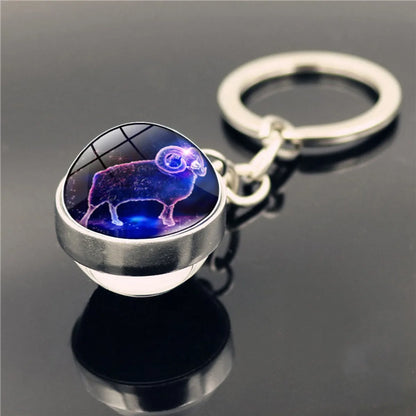 Fashion Constellation Stainless Steel Plating Glass Keychain