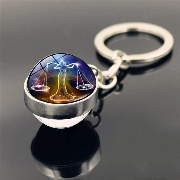Fashion Constellation Stainless Steel Plating Glass Keychain