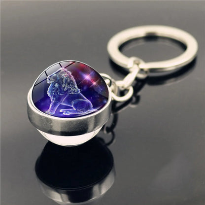 Fashion Constellation Stainless Steel Plating Glass Keychain