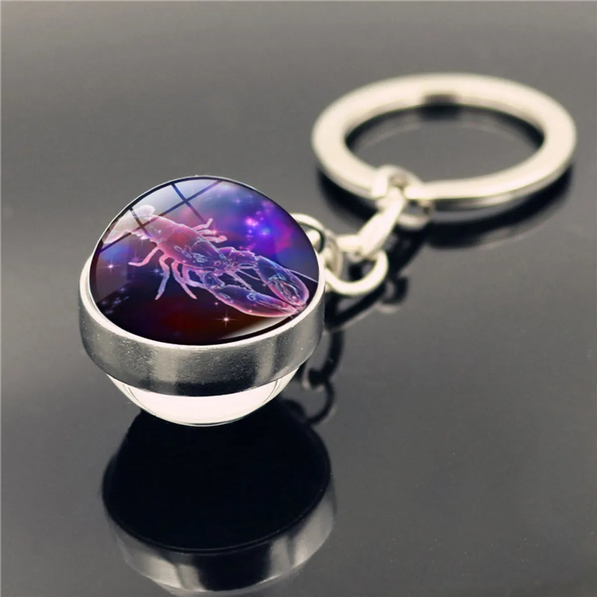 Fashion Constellation Stainless Steel Plating Glass Keychain