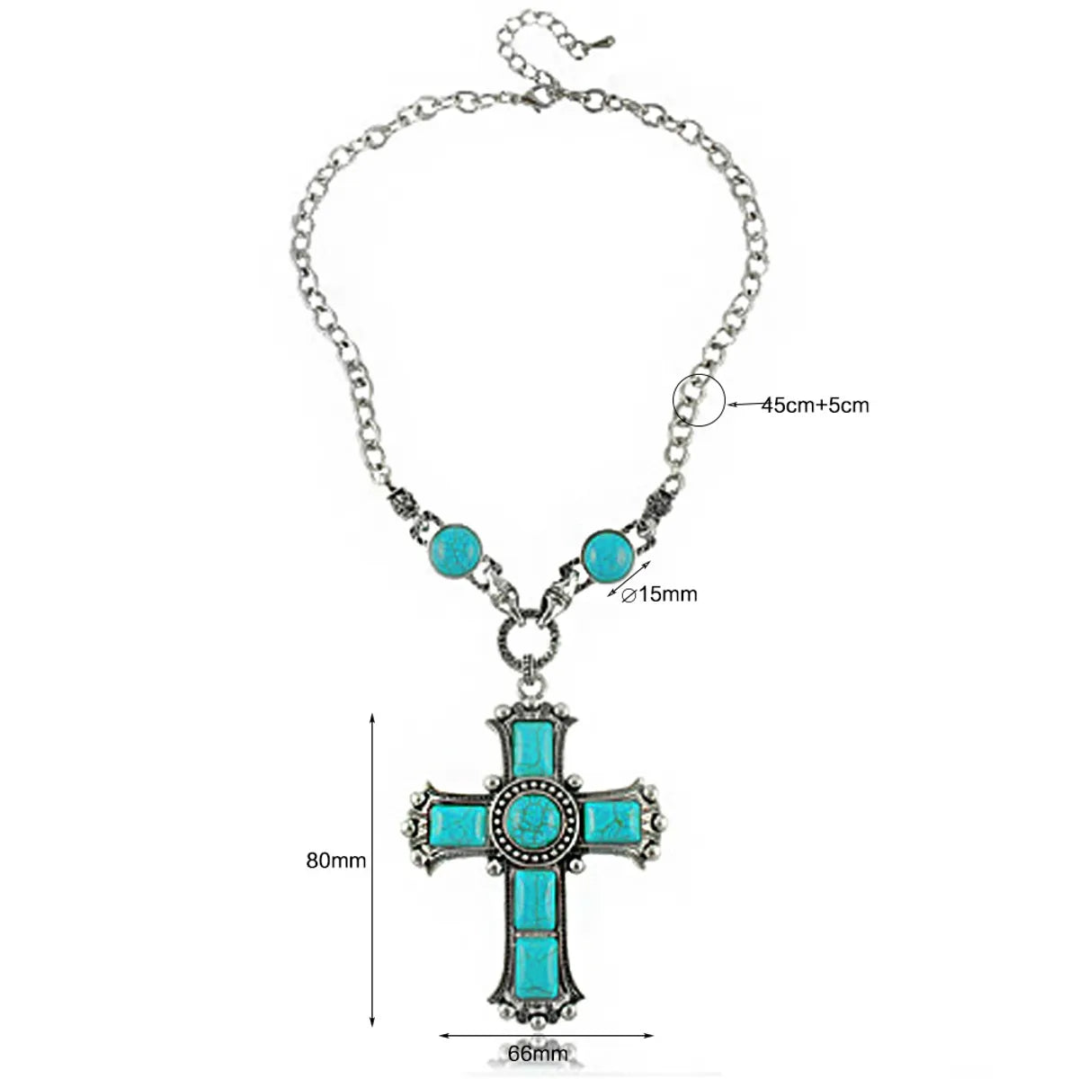 1 Piece Fashion Cross Alloy Inlay Turquoise Women'S Pendant Necklace