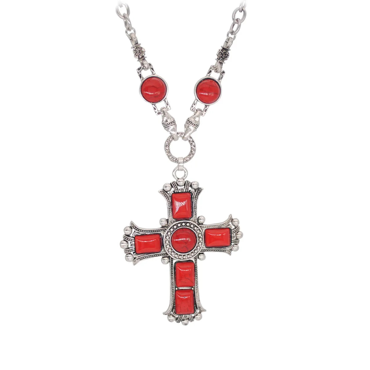 1 Piece Fashion Cross Alloy Inlay Turquoise Women'S Pendant Necklace