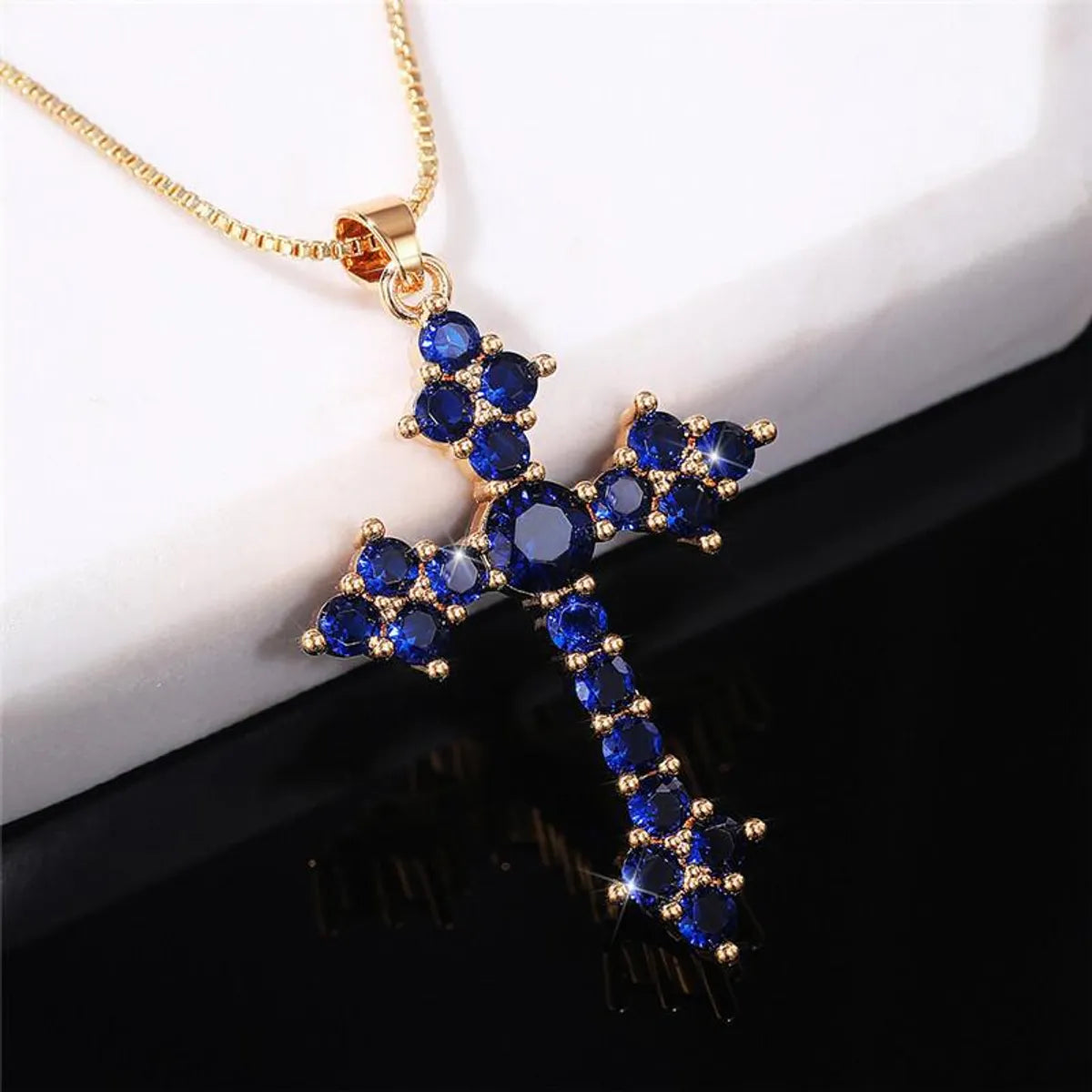 1 Piece Fashion Cross Alloy Plating Zircon Women's Necklace