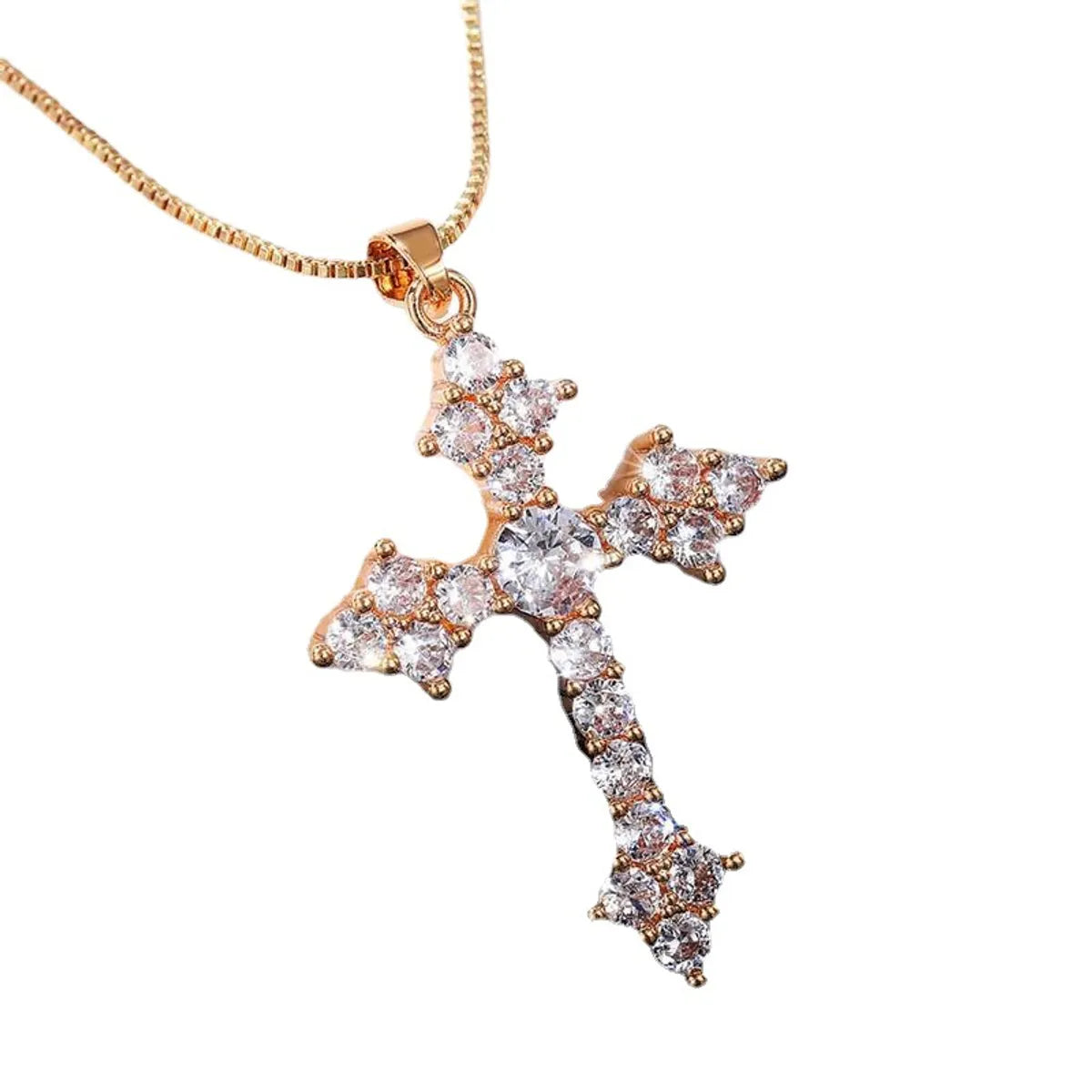 1 Piece Fashion Cross Alloy Plating Zircon Women's Necklace