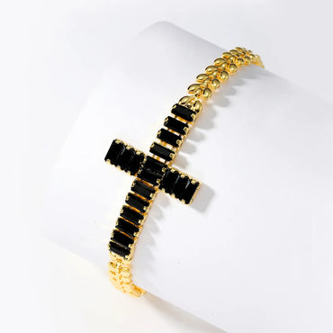 1 Piece Fashion Cross Copper Plating Zircon Bracelets