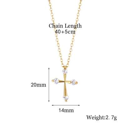 1 Piece Fashion Cross Stainless Steel Titanium Steel Plating Inlay Zircon Pendant Necklace