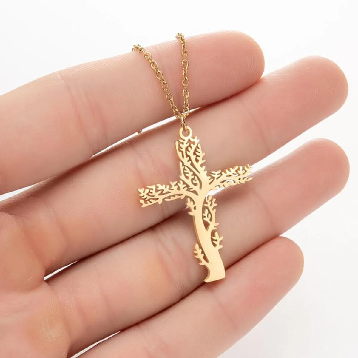 1 Piece Fashion Cross Stainless Steel Titanium Steel Plating Pendant Necklace