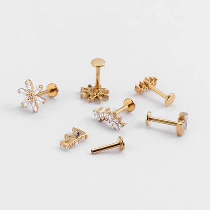 1 Piece Fashion Crown Flower Butterfly Titanium Inlay Zircon Ear Studs