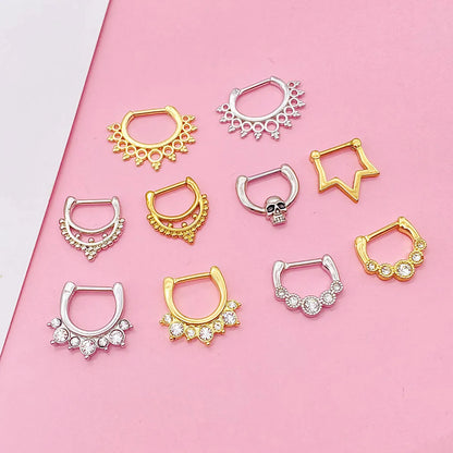 1 Piece Fashion Crown Skull Stainless Steel Plating Inlay Artificial Gemstones Nose Ring