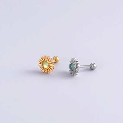 1 Piece Fashion Devil's Eye Flower Metal Inlaid Zircon Ear Studs