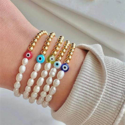 Fashion Devil'S Eye Gold Plated Soft Clay Wholesale Bracelets