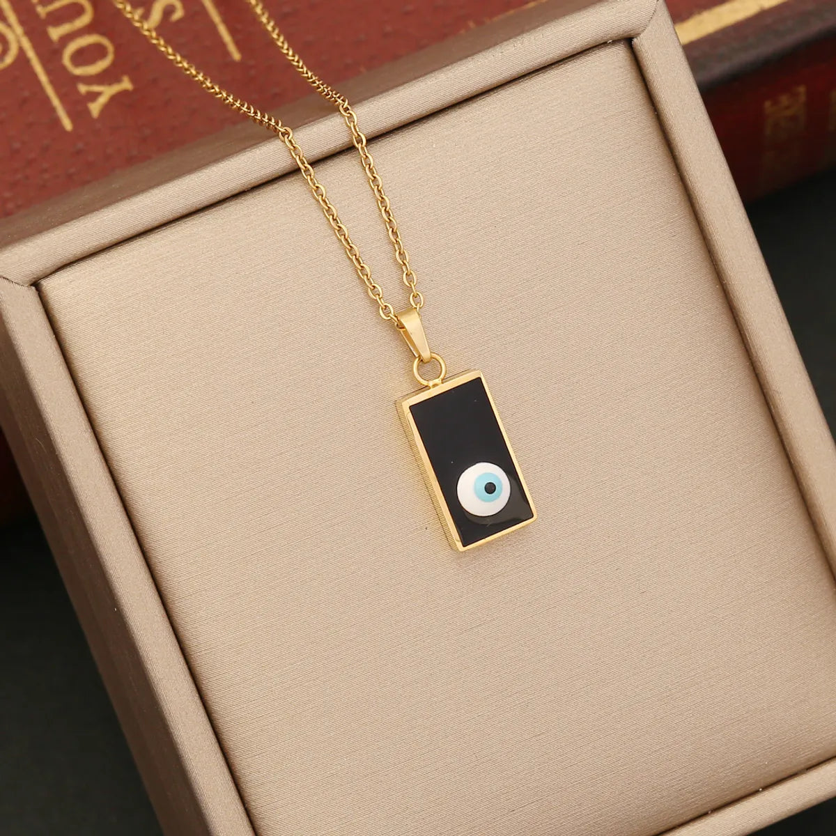 1 Piece Fashion Devil's Eye Stainless Steel Enamel Hollow Out Inlay Zircon Pendant Necklace