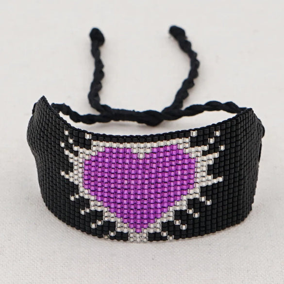 1 Piece Fashion Ethnic Style Color Block Heart Shape Seed Bead Rope Knitting Unisex Bracelets