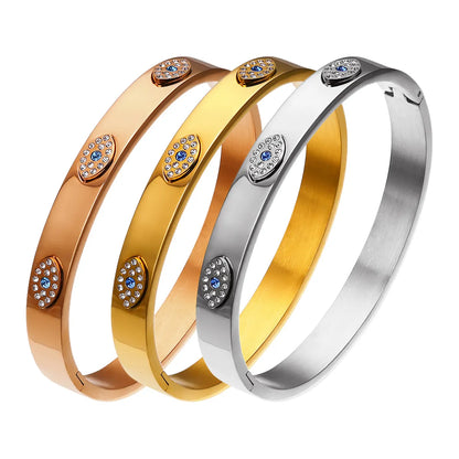 Fashion Eye Stainless Steel Inlay Zircon Bangle