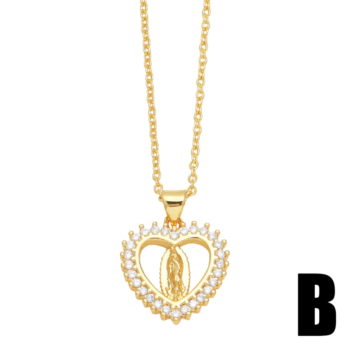 1 Piece Fashion Faith Water Droplets Heart Shape Copper Plating Inlay Zircon Pendant Necklace