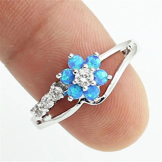 1 Piece Fashion Flower Alloy Inlay Opal Women'S Rings