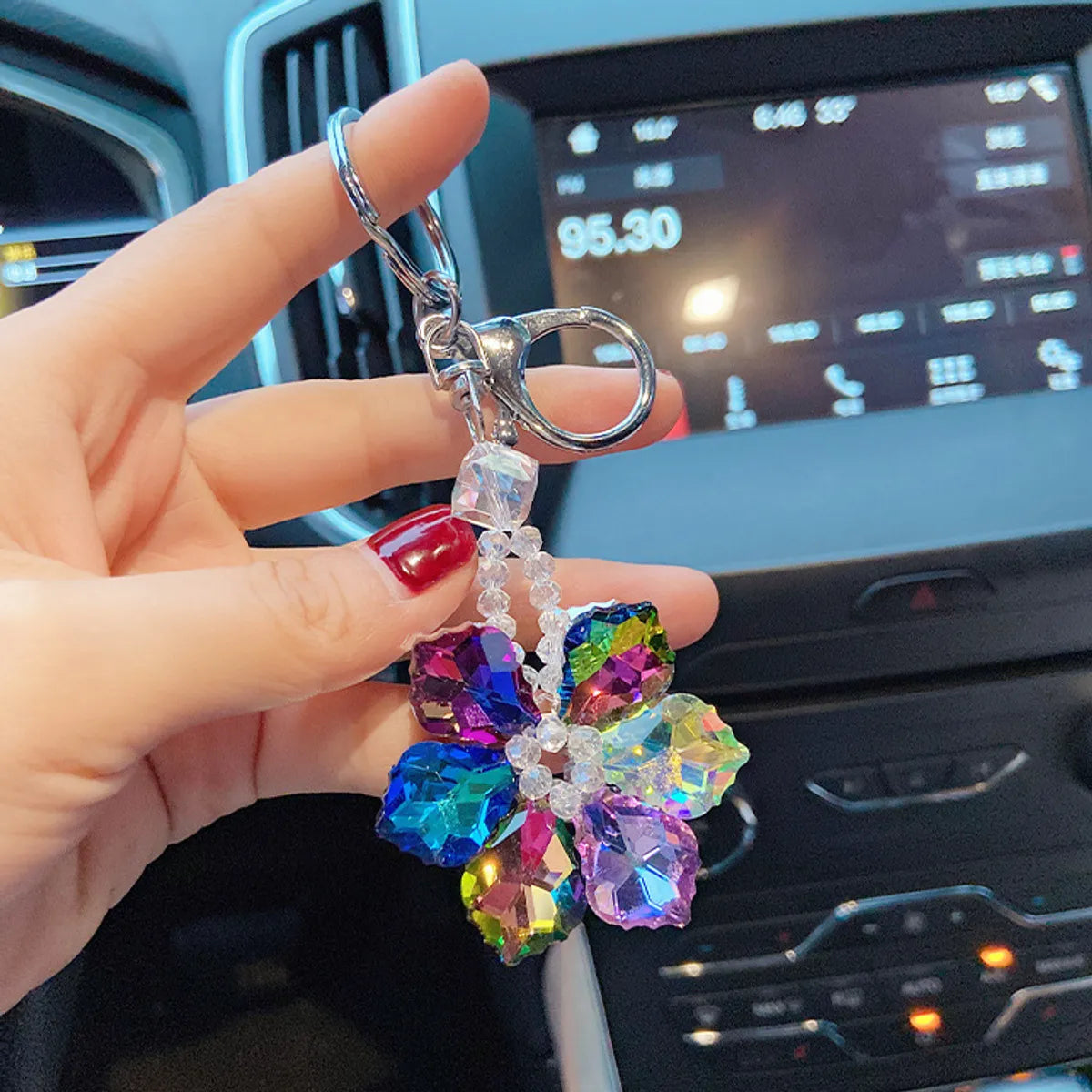 1 Piece Fashion Flower Artificial Crystal Alloy Women'S Bag Pendant Keychain