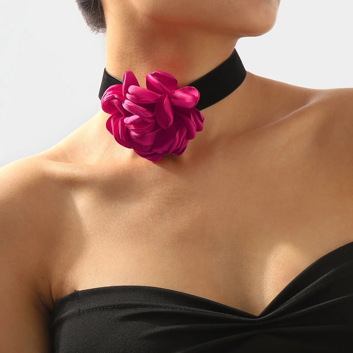 1 Piece Fashion Flower Cloth Flocking Cloth Handmade Women'S Choker