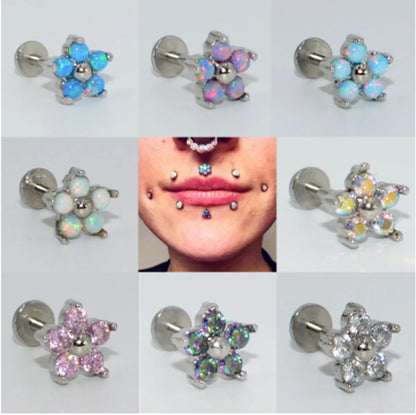 1 Piece Fashion Flower Stainless Steel Plating Inlay Zircon Ear Studs