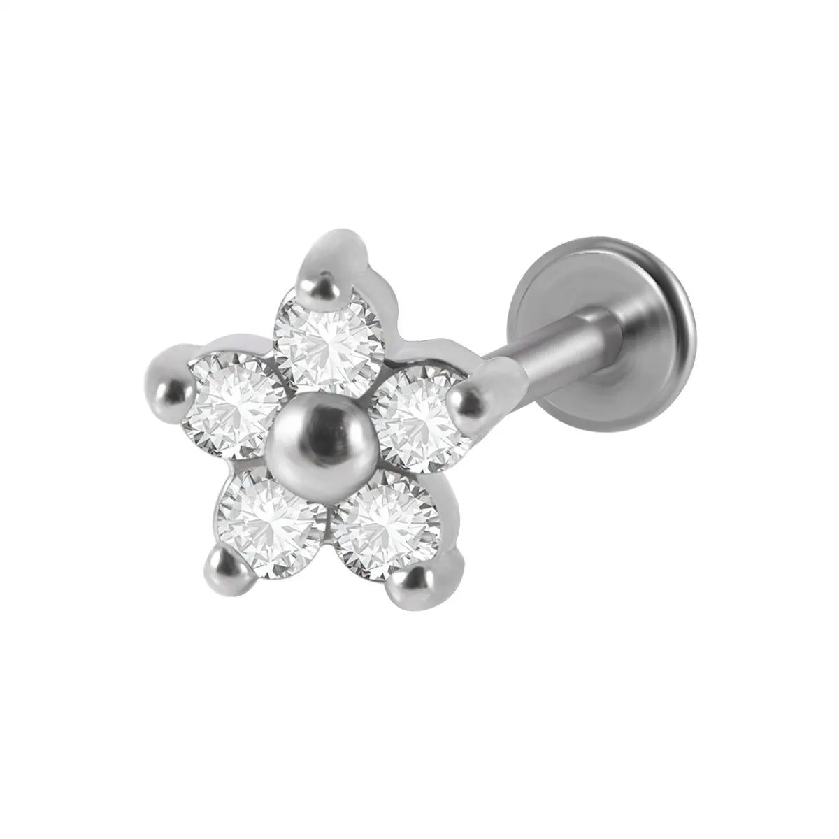 1 Piece Fashion Flower Stainless Steel Plating Inlay Zircon Ear Studs