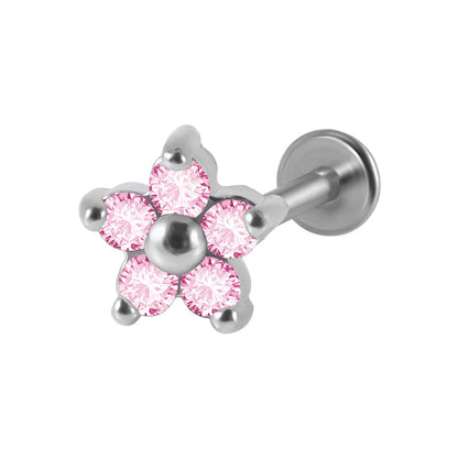 1 Piece Fashion Flower Stainless Steel Plating Inlay Zircon Ear Studs