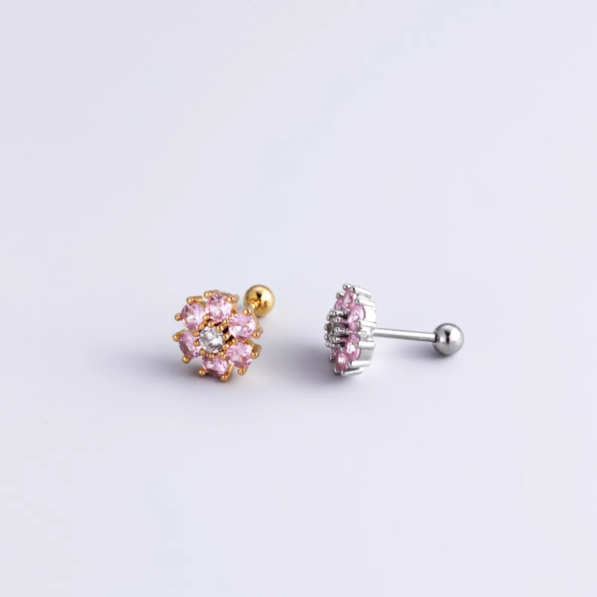 1 Piece Fashion Flower Stainless Steel Plating Inlay Zircon Ear Studs