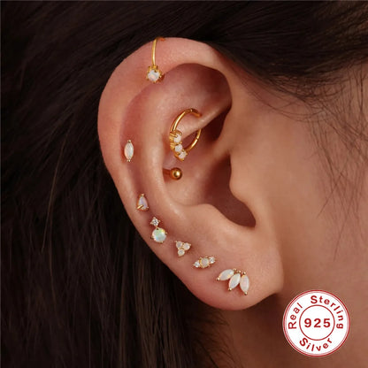 1 Piece Fashion Flower Sterling Silver Plating Inlay Gem Ear Studs