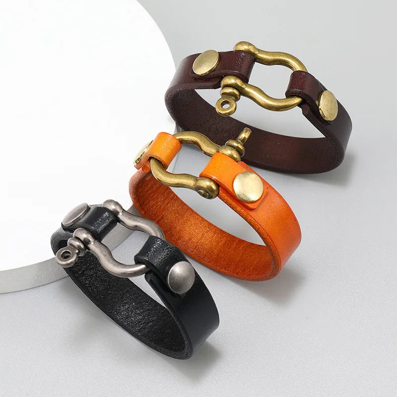 1 Piece Fashion Geometric Alloy Cowhide Men'S Bracelets