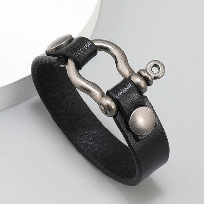 1 Piece Fashion Geometric Alloy Cowhide Men'S Bracelets