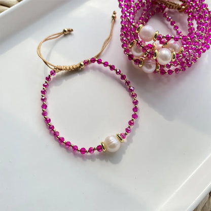 Fashion Geometric Artificial Crystal Freshwater Pearl Wholesale Bracelets