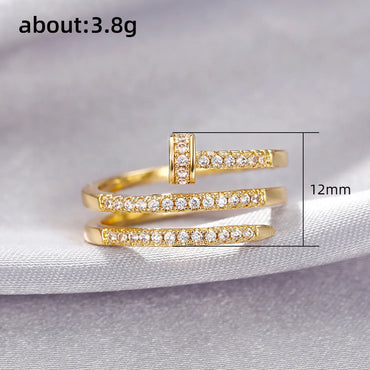 1 Piece Fashion Geometric Copper Inlay Zircon Rings