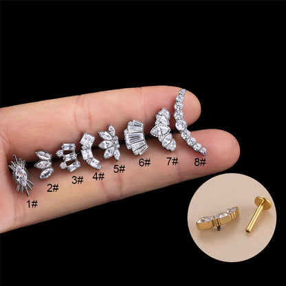 1 Piece Fashion Geometric Plating Titanium Steel Zircon Ear Studs